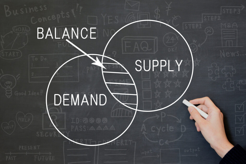 The balance between supply and demand